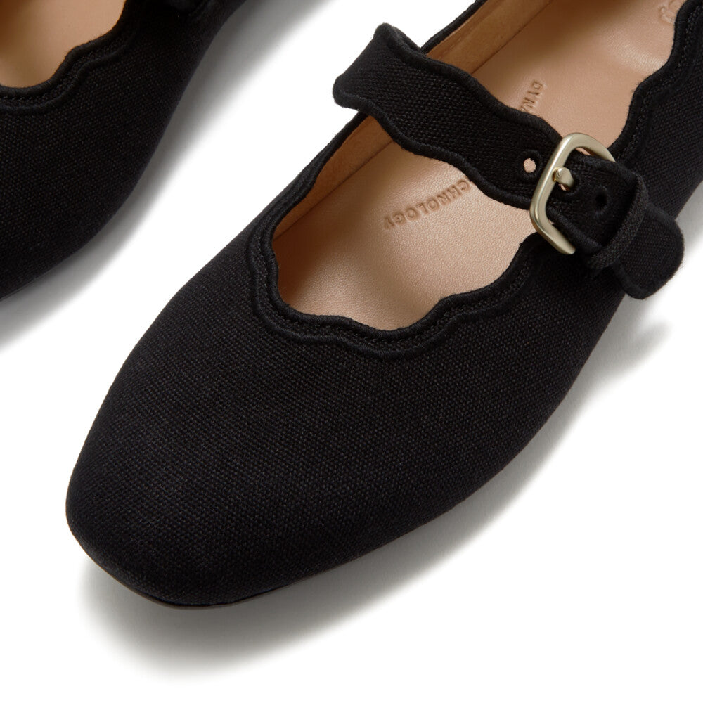 DELICATO WAVE-EDGE CANVAS MARY JANES
