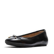 DELICATO BOW TEXTURED PATENT-LEATHER BALLET FLATS