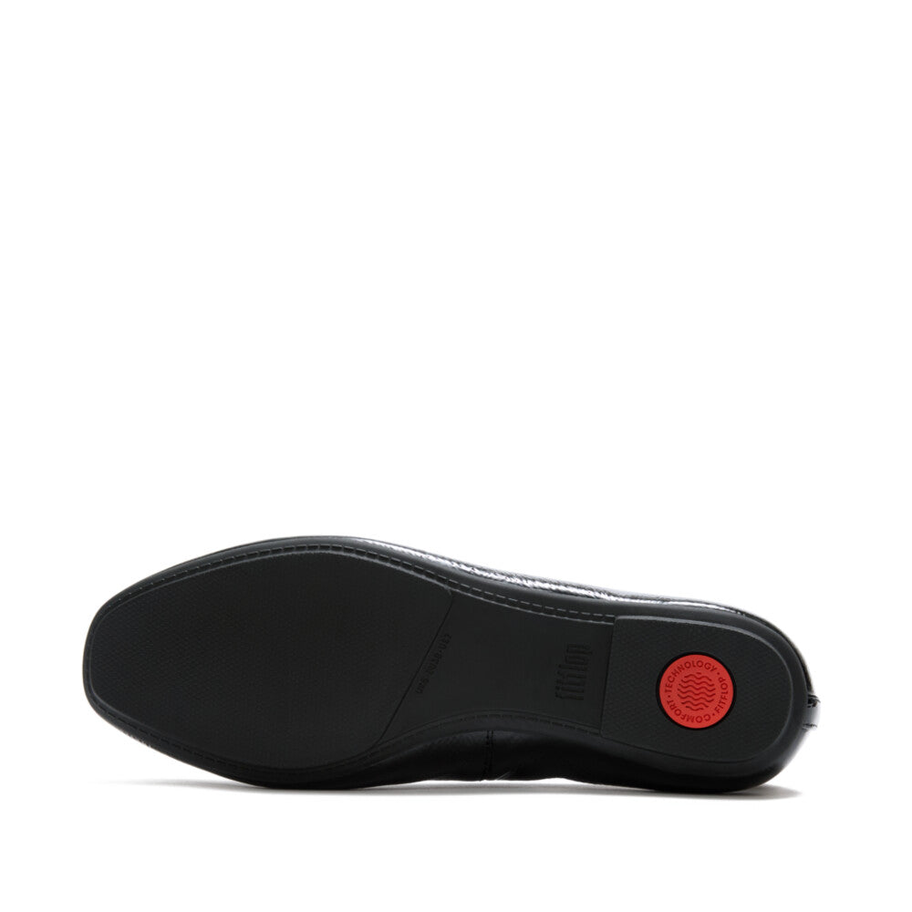 DELICATO BOW TEXTURED PATENT-LEATHER BALLET FLATS