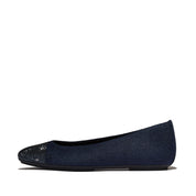 DELICATO CRYSTAL CAP-TOE DENIM BALLET FLATS