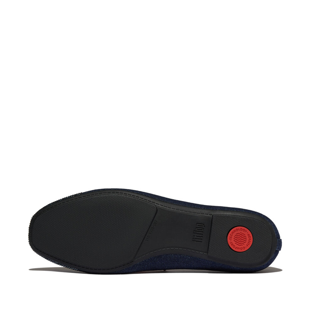 DELICATO CRYSTAL CAP-TOE DENIM BALLET FLATS
