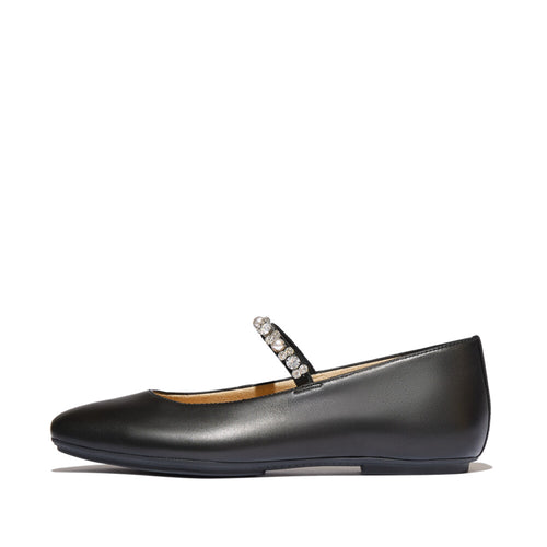 DELICATO PEARLS-AND-CRYSTAL LEATHER BALLET FLATS
