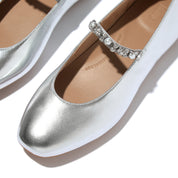 DELICATO PEARLS-AND-CRYSTAL LEATHER BALLET FLATS