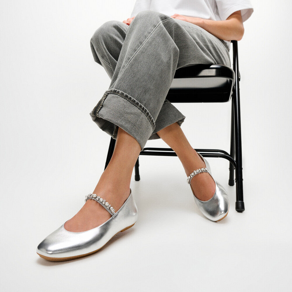 DELICATO PEARLS-AND-CRYSTAL LEATHER BALLET FLATS