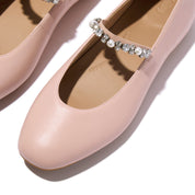 DELICATO PEARLS-AND-CRYSTAL LEATHER BALLET FLATS