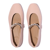 DELICATO PEARLS-AND-CRYSTAL LEATHER BALLET FLATS
