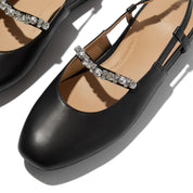DELICATO PEARLS-AND-CRYSTAL LEATHER SLINGBACKS
