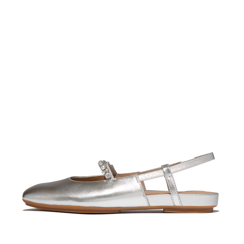 DELICATO PEARLS-AND-CRYSTAL LEATHER SLINGBACKS