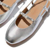 DELICATO PEARLS-AND-CRYSTAL LEATHER SLINGBACKS