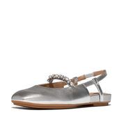 DELICATO PEARLS-AND-CRYSTAL LEATHER SLINGBACKS