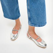 DELICATO PEARLS-AND-CRYSTAL LEATHER SLINGBACKS
