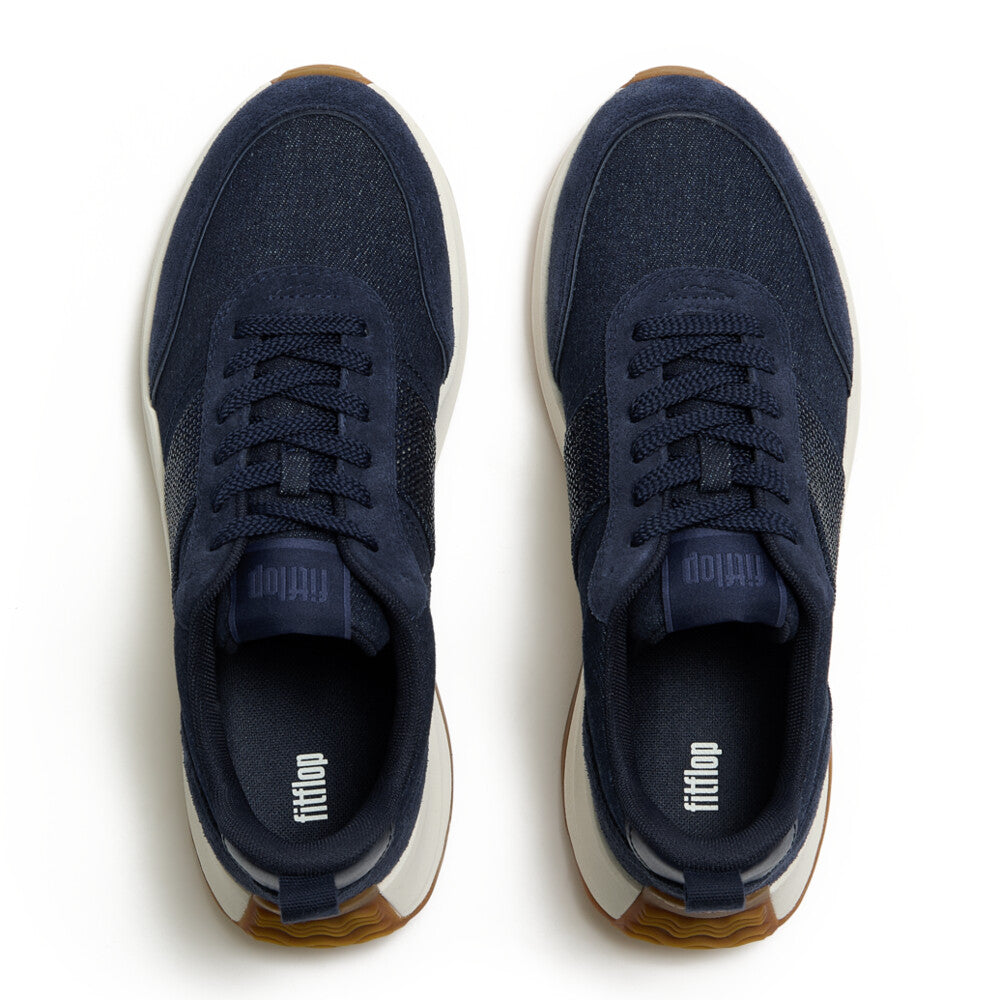 F-MODE FLOW CRYSTAL DENIM/SUEDE SNEAKERS