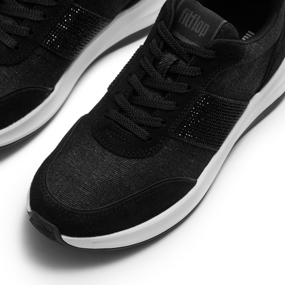 F-MODE FLOW CRYSTAL DENIM/SUEDE SNEAKERS