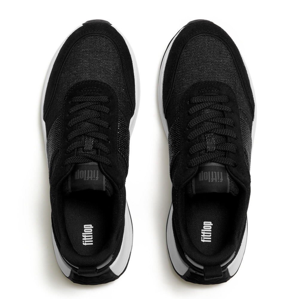 F-MODE FLOW CRYSTAL DENIM/SUEDE SNEAKERS