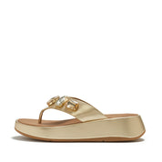 F-MODE ULTRA-JEWEL LEATHER TOE-POST SANDALS