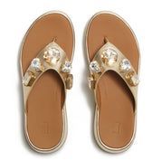 F-MODE ULTRA-JEWEL LEATHER TOE-POST SANDALS