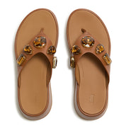 F-MODE ULTRA-JEWEL LEATHER TOE-POST SANDALS