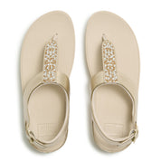 FINO CRYSTAL-MIX METALLIC T-STRAP SANDALS