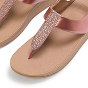 FINO CRYSTAL-MIX METALLIC T-STRAP SANDALS