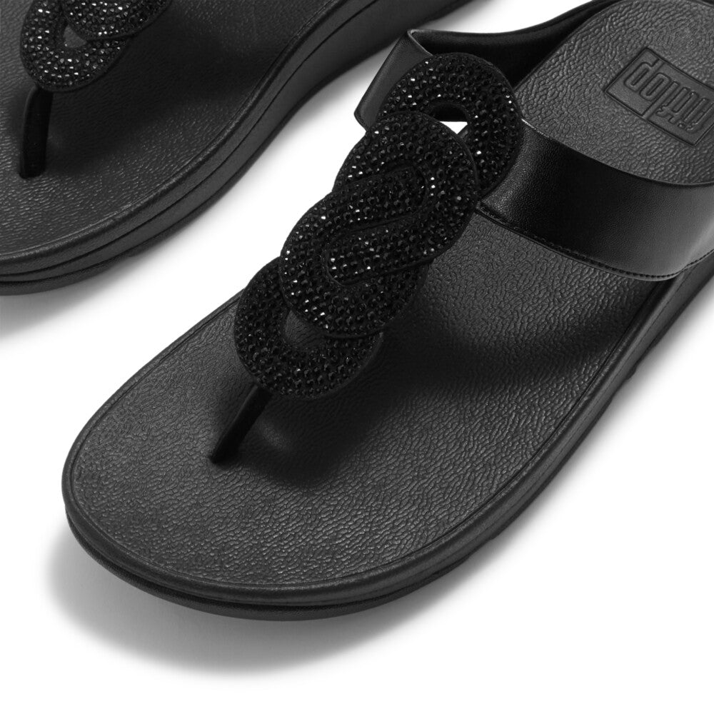 FINO CRYSTAL-TWIST TOE-POST SANDALS