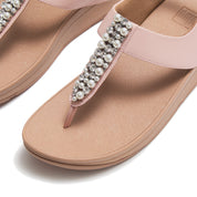 FINO PEARLS-AND-CRYSTAL B/STRAP TOE-POST SANDALS