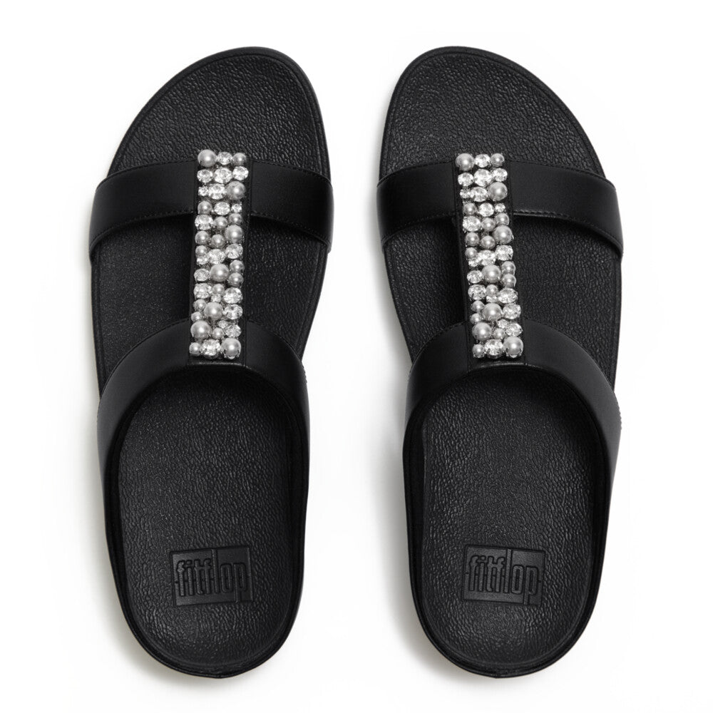 FINO PEARLS-AND-CRYSTAL H-BAR SLIDES
