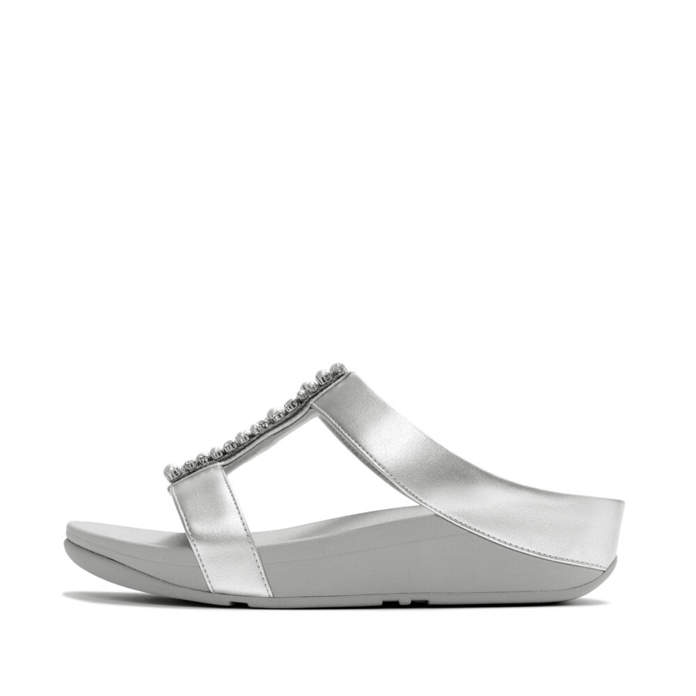 FINO PEARLS-AND-CRYSTAL H-BAR SLIDES
