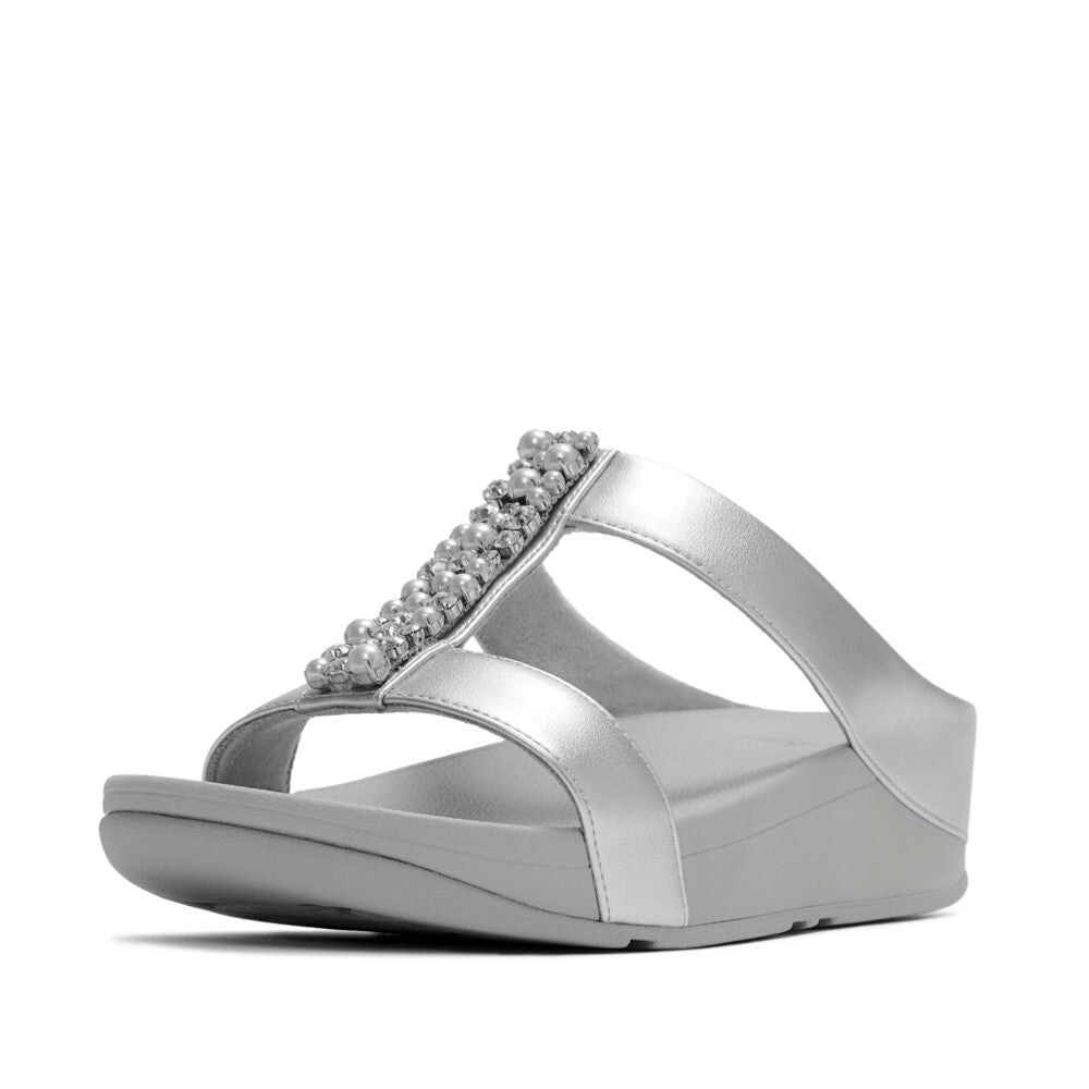 FINO PEARLS-AND-CRYSTAL H-BAR SLIDES