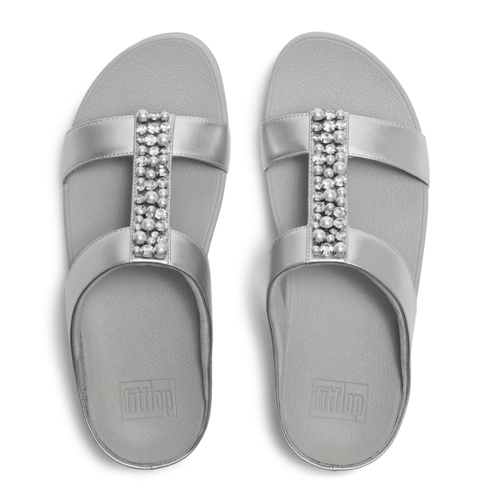 FINO PEARLS-AND-CRYSTAL H-BAR SLIDES