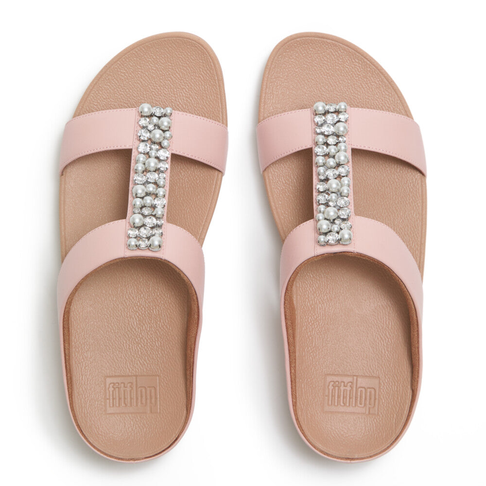 FINO PEARLS-AND-CRYSTAL H-BAR SLIDES