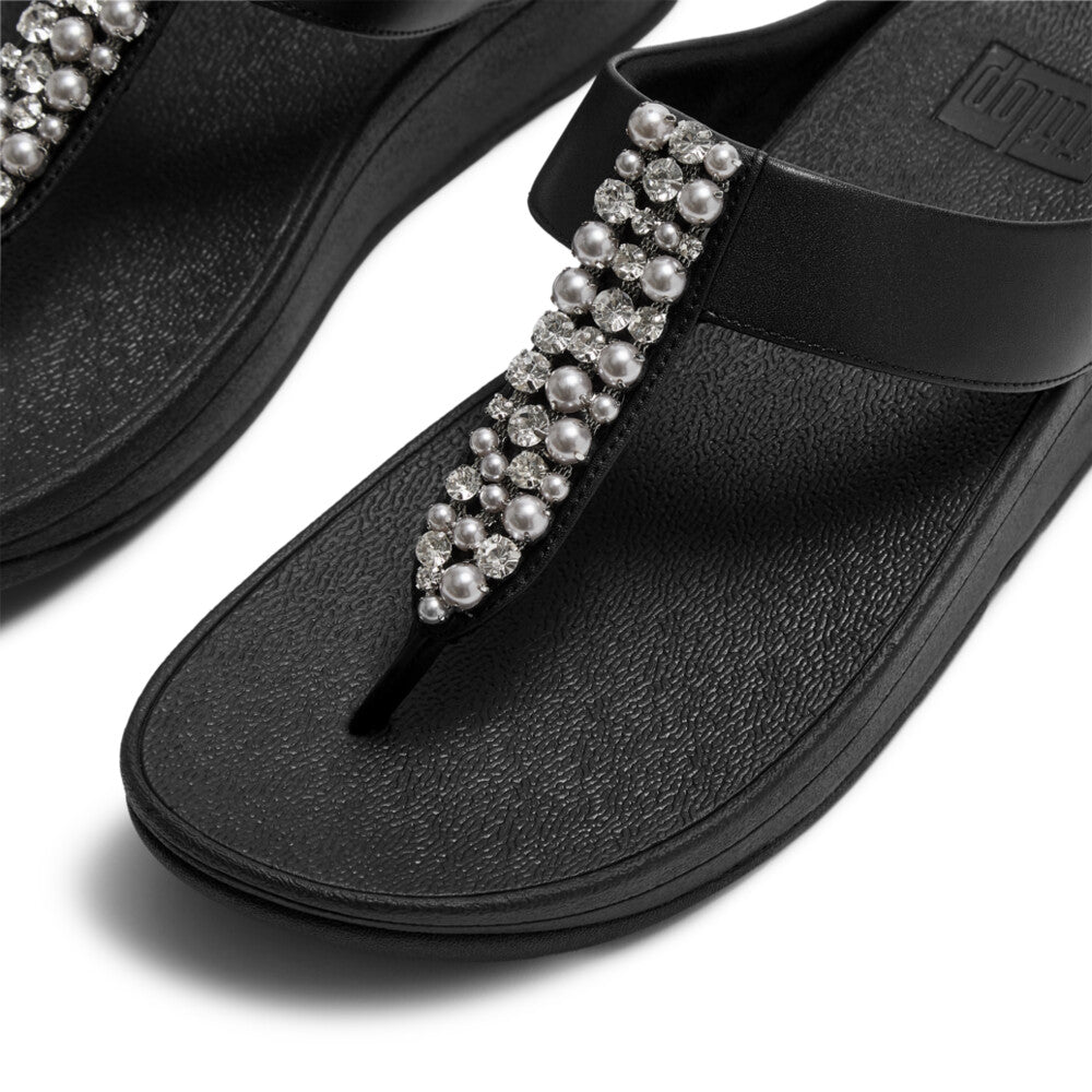 FINO PEARLS-AND-CRYSTAL TOE-POST SANDALS