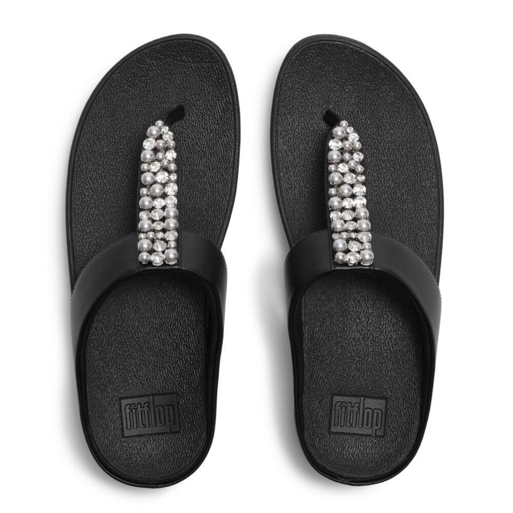 FINO PEARLS-AND-CRYSTAL TOE-POST SANDALS