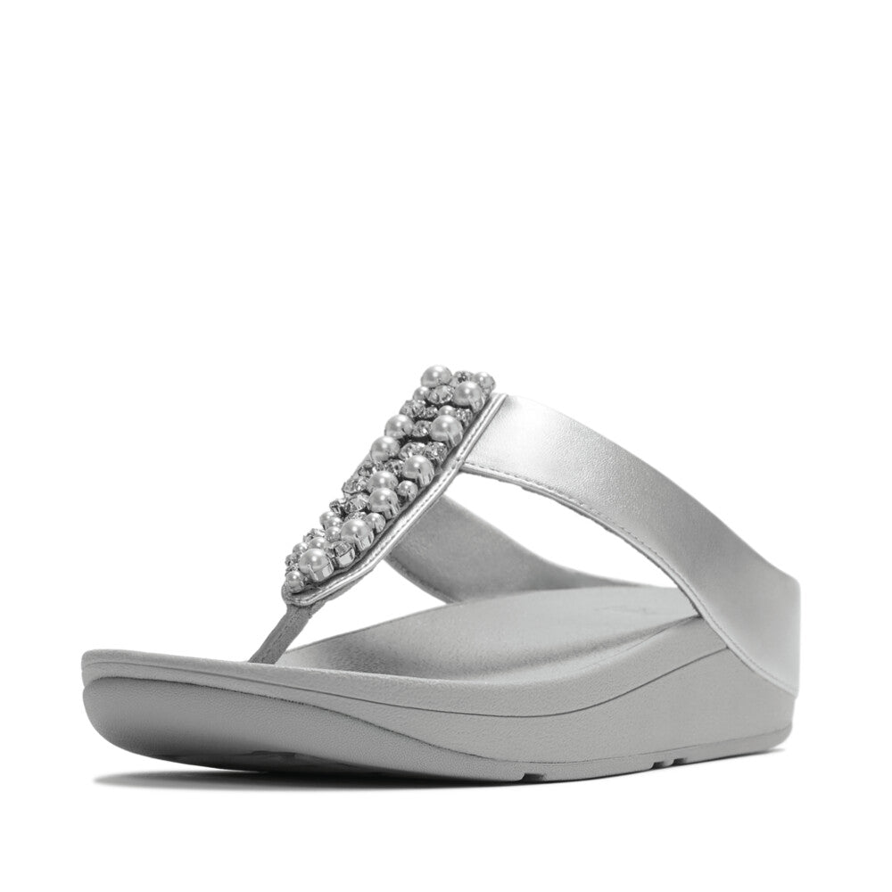 FINO PEARLS-AND-CRYSTAL TOE-POST SANDALS
