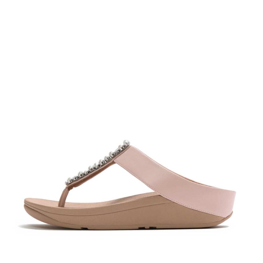 FINO PEARLS-AND-CRYSTAL TOE-POST SANDALS