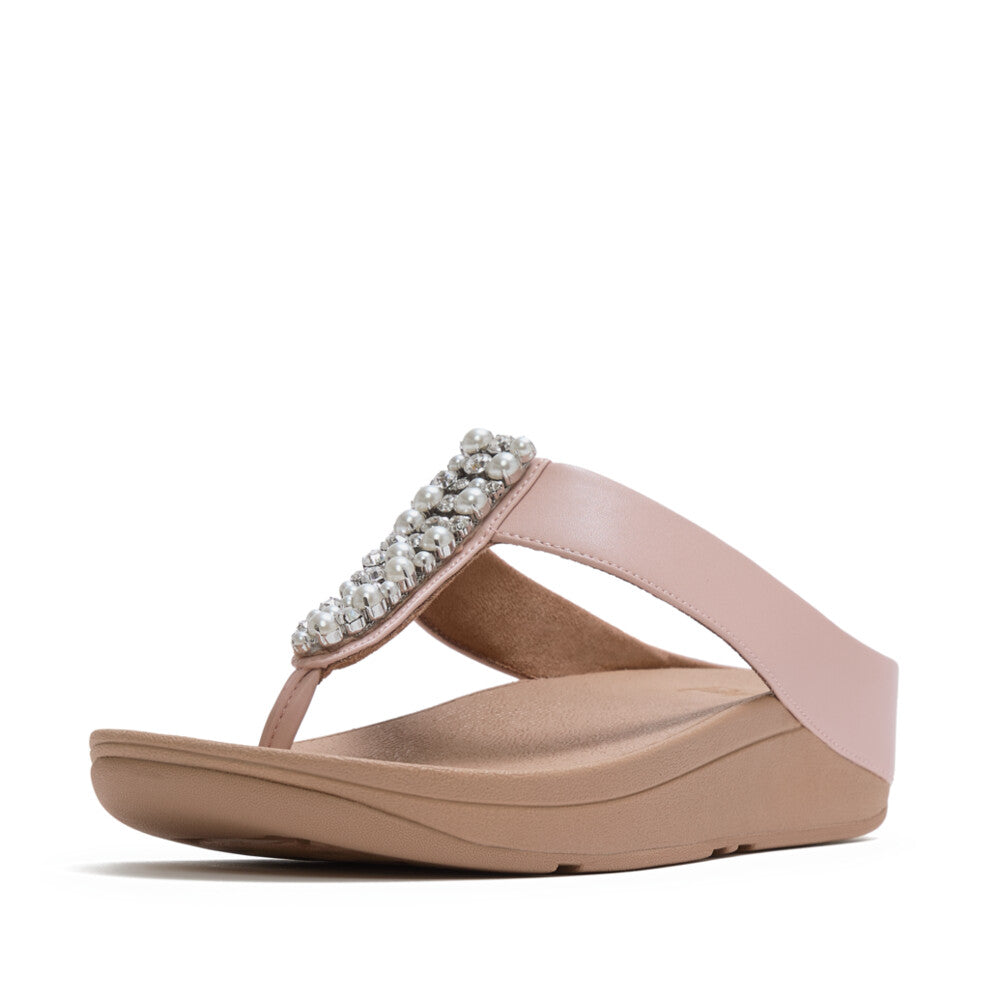 FINO PEARLS-AND-CRYSTAL TOE-POST SANDALS