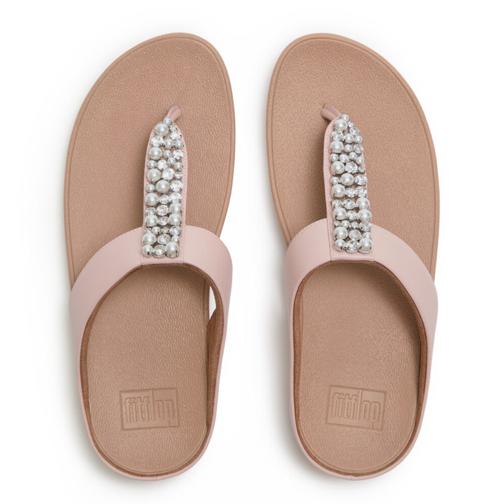 FINO PEARLS-AND-CRYSTAL TOE-POST SANDALS