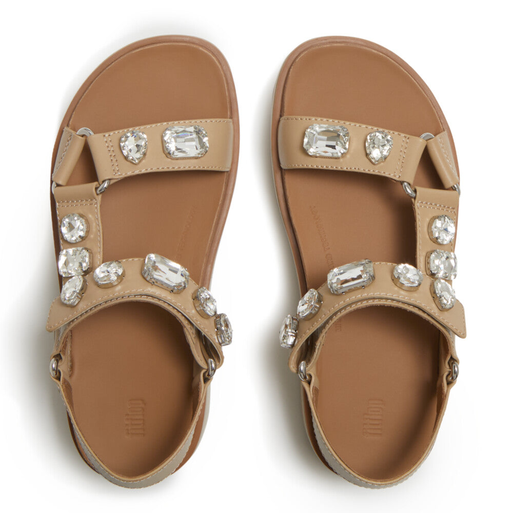 GEN-FF MAX ULTRA-JEWEL LEATHER BACK-STRAP SANDALS