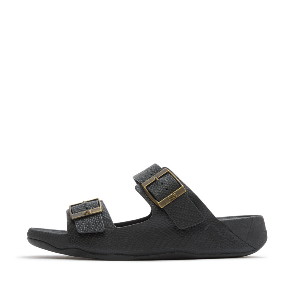 GOGH MOC MENS BUCKLE EMBOSSED-LEATHER SLIDES