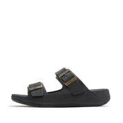 GOGH MOC MENS BUCKLE EMBOSSED-LEATHER SLIDES