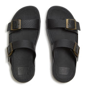 GOGH MOC MENS BUCKLE EMBOSSED-LEATHER SLIDES