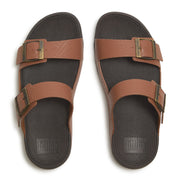 GOGH MOC MENS BUCKLE EMBOSSED-LEATHER SLIDES