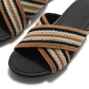 GRACIE STRIPE-WEBBING CROSS SLIDES
