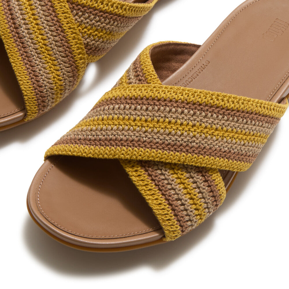 GRACIE STRIPE-WEBBING CROSS SLIDES