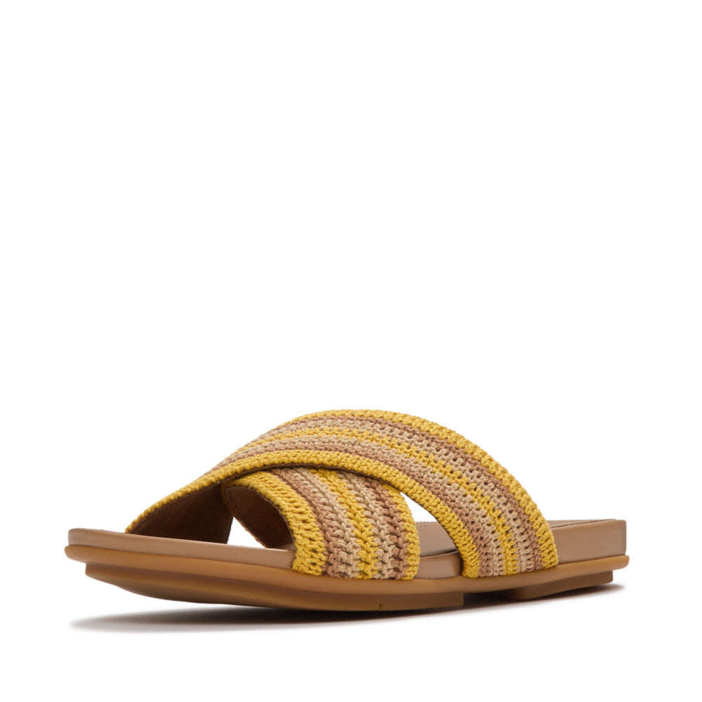 GRACIE STRIPE-WEBBING CROSS SLIDES