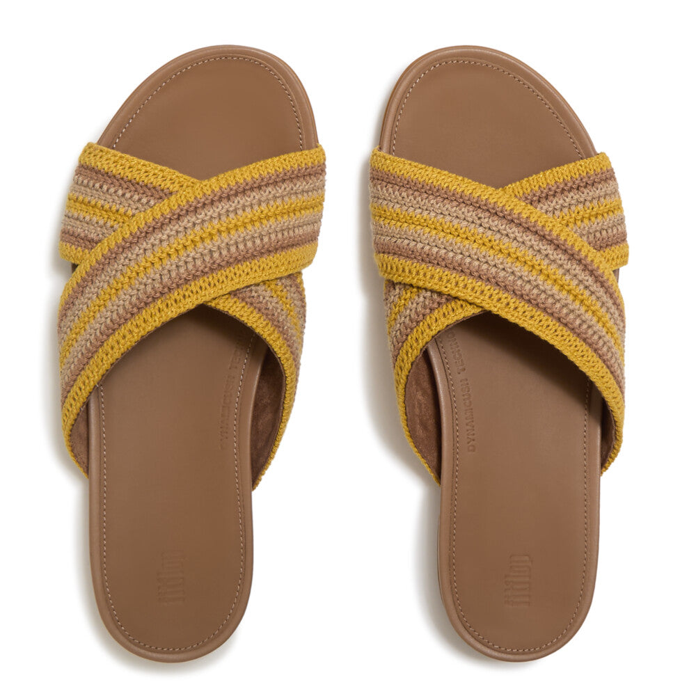GRACIE STRIPE-WEBBING CROSS SLIDES