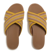 GRACIE STRIPE-WEBBING CROSS SLIDES