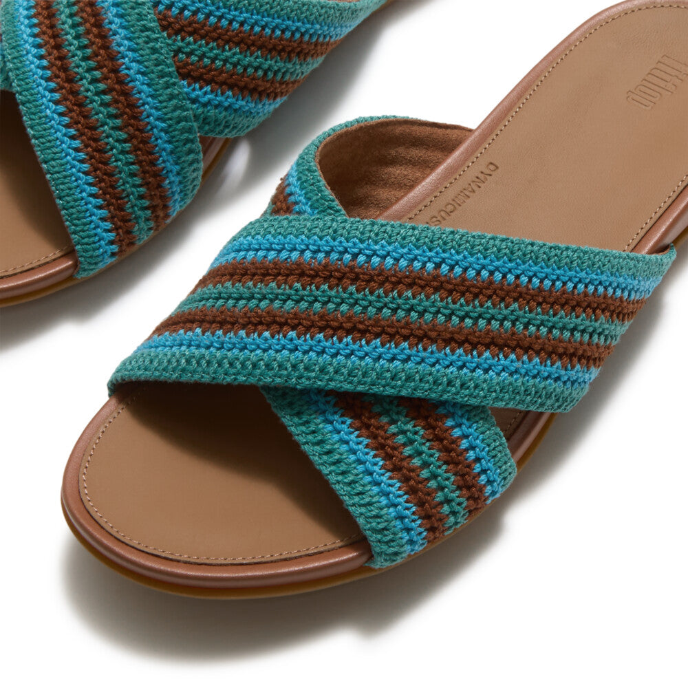 GRACIE STRIPE-WEBBING CROSS SLIDES