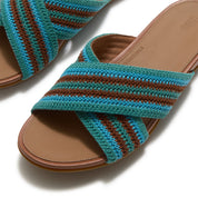 GRACIE STRIPE-WEBBING CROSS SLIDES