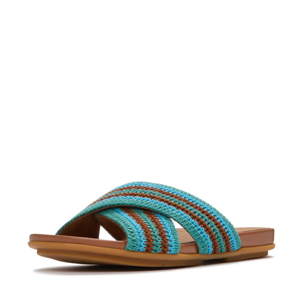 GRACIE STRIPE-WEBBING CROSS SLIDES