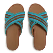 GRACIE STRIPE-WEBBING CROSS SLIDES